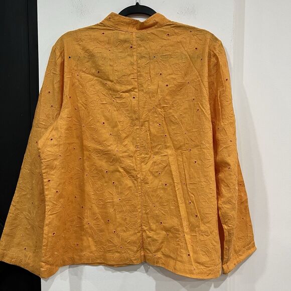 NWT Additions By Chico’s Orange Amici Eyelet Jacket Size 3/ XL Linen Blend - Picture 7 of 7